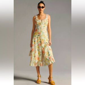 Anthropologie Ruffled Lemon Orange Fruit Eyelet Dress